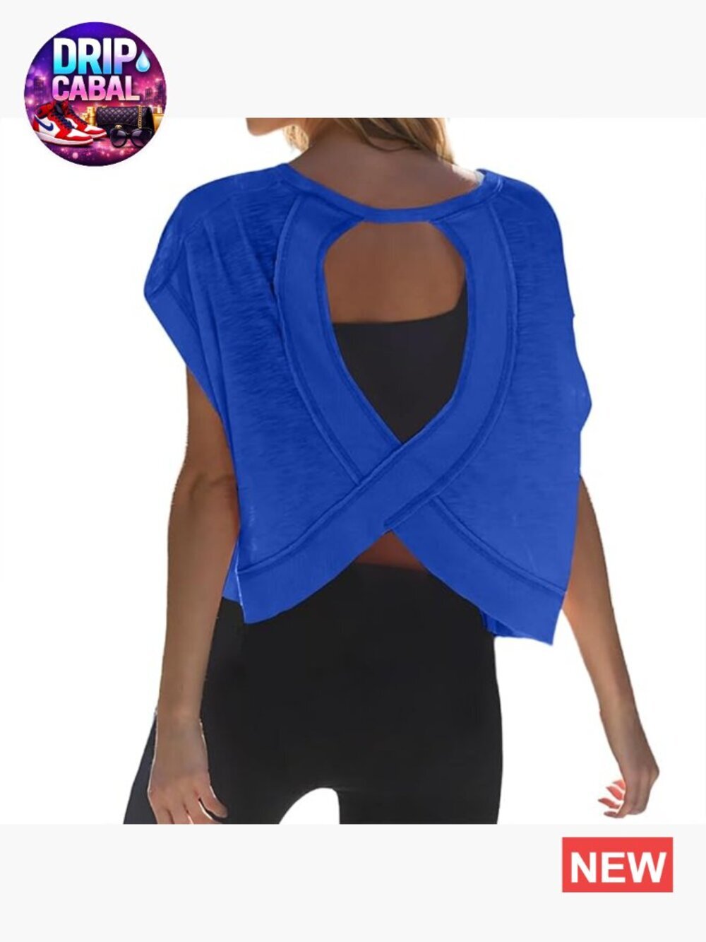 Loose Fit Backless Short Sleeve Crop Shirt Open Back Yoga Top